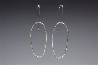 Linear-Shaped Silver Earrings