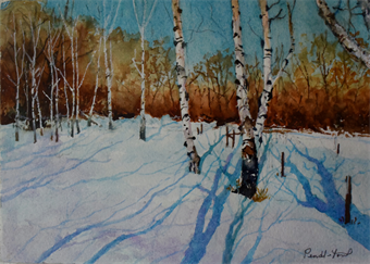 Winter In The Mountains With Watercolor