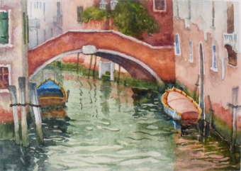 Landscapes with a Bridge in Watercolor