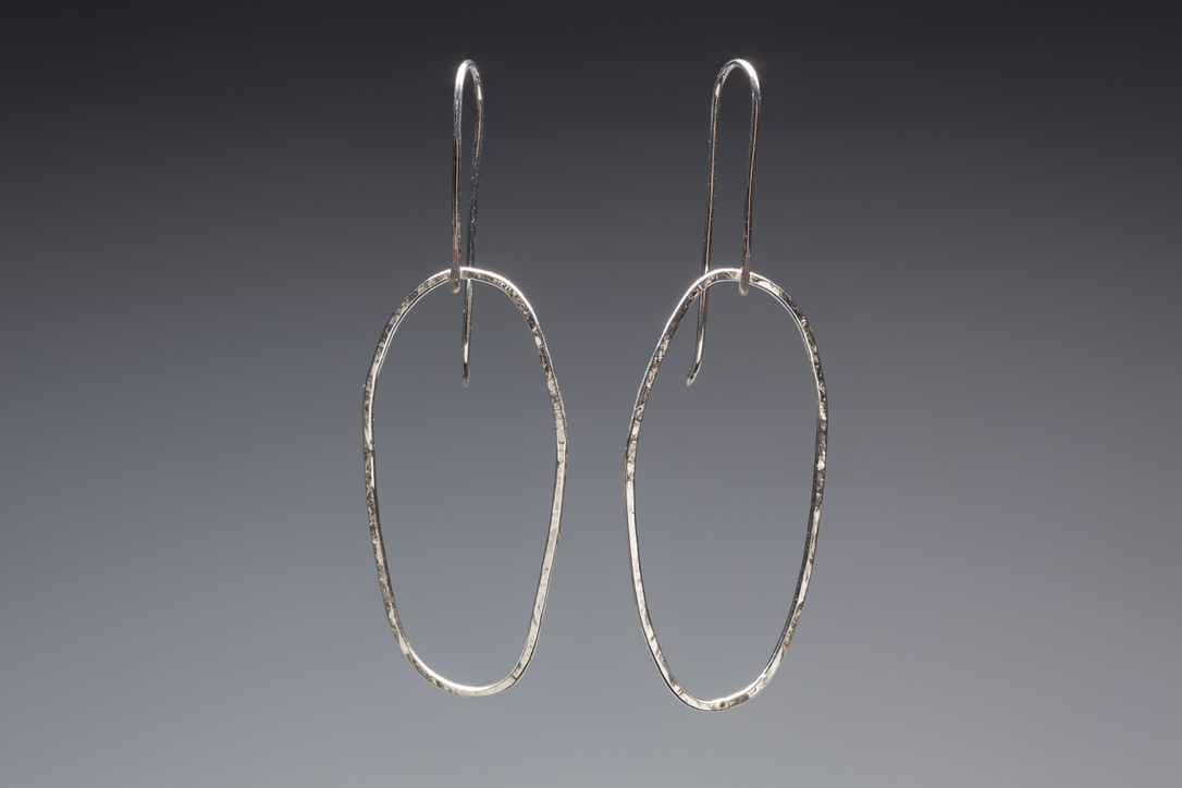 Linear-Shaped Silver Earrings