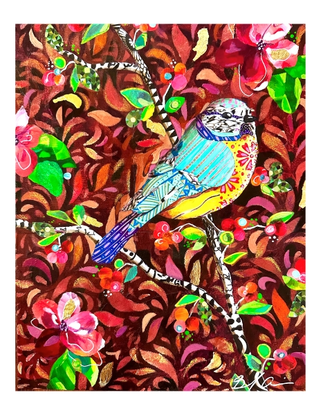 Bird Paper Collage: Playful Exploration in Painted Papers