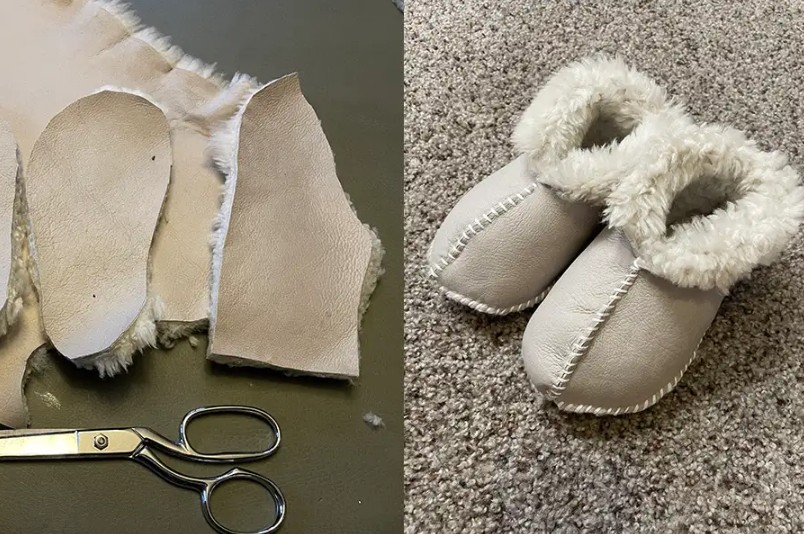Learn to make Fuzzy Leather Slippers