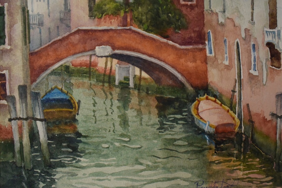 Landscapes with Bridge in Watercolor